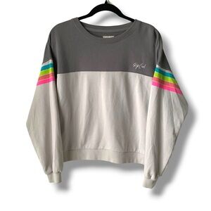 RIP CURL Sweatshirt Gray Rainbow Stripes XS